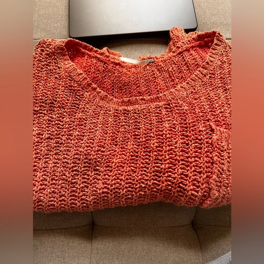 Oversized free people sheer see through peachy coral pink top size small